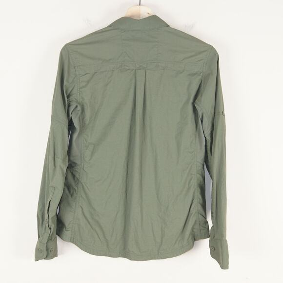 REI Co-Op Sahara Long Sleeve Roll Tab Green Utility Button Shirt Womens Sz S - Picture 2 of 10